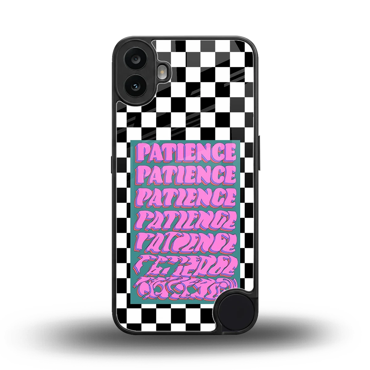 Patience Checkered back phone cover | glass case for cmf nothing phone 1
