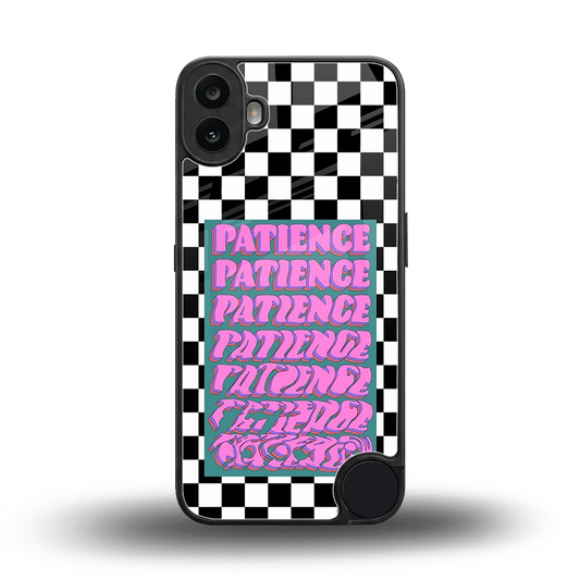 Patience Checkered back phone cover | glass case for cmf nothing phone 1