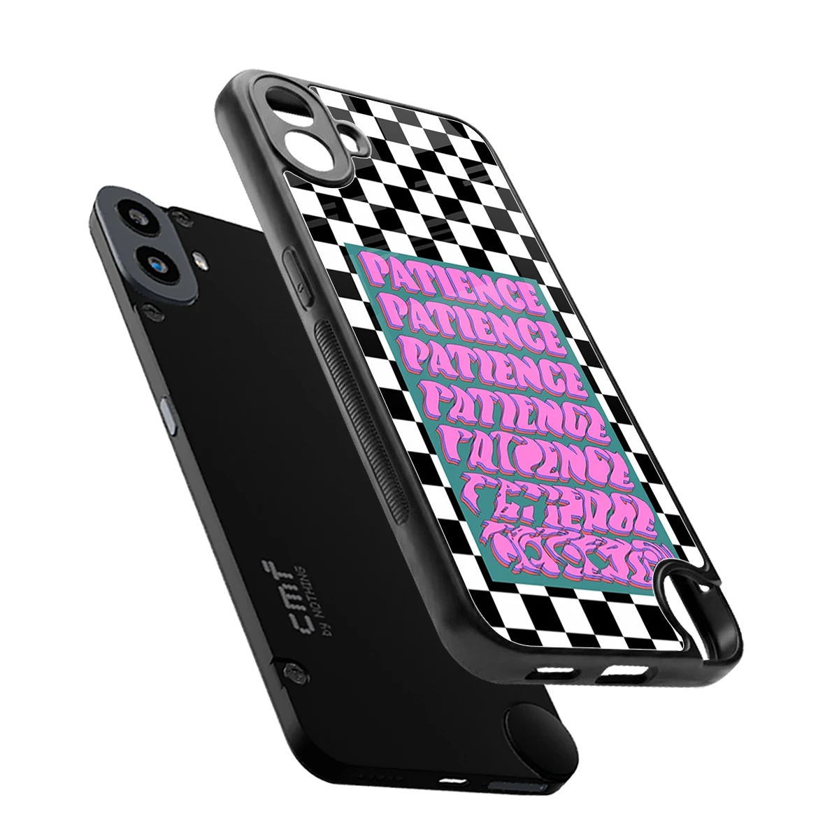 Patience Checkered sleek cmf nothing phone 1 cover with tempered glass back and TPU edges
