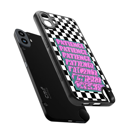 Patience Checkered sleek cmf nothing phone 1 cover with tempered glass back and TPU edges