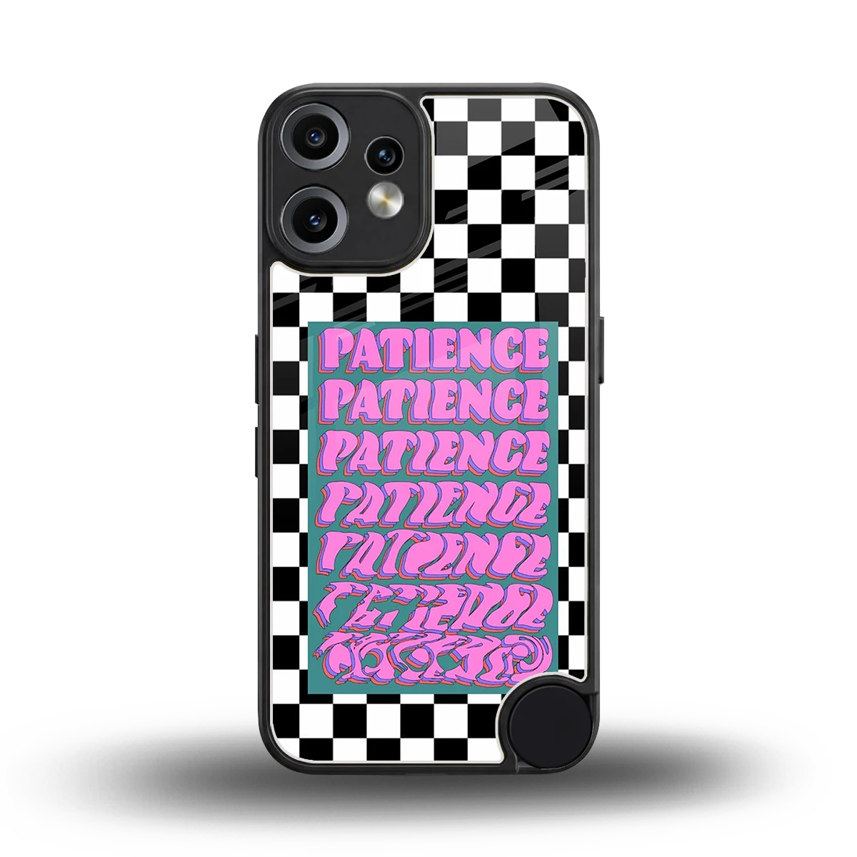 Patience Checkered back phone cover | glass case for cmf nothing phone 2 pro
