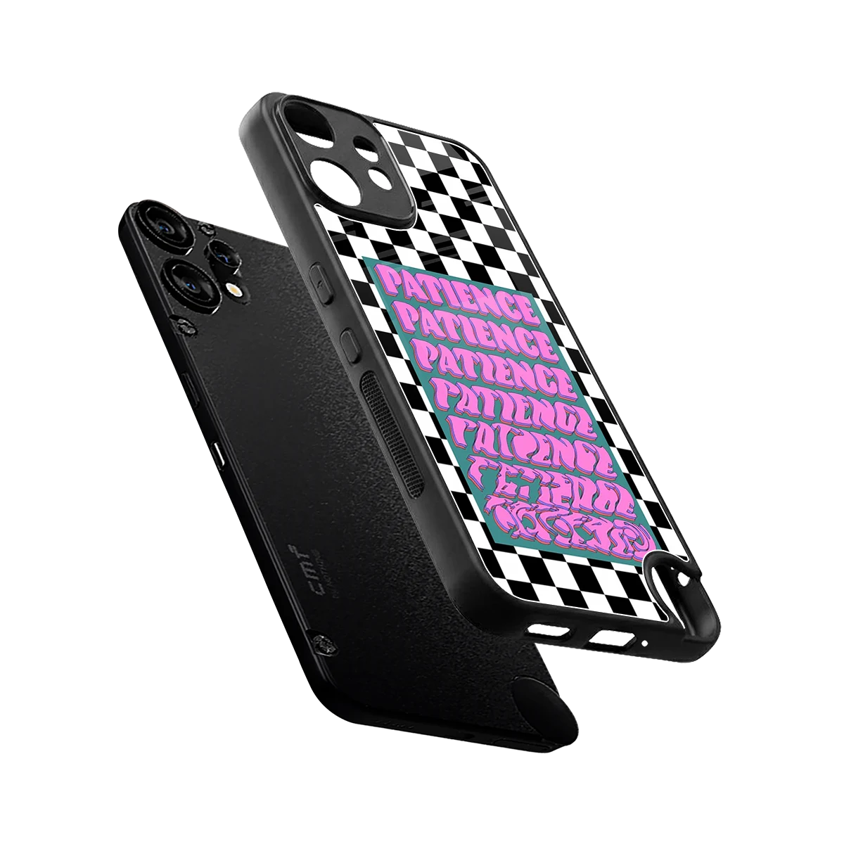 Patience Checkered sleek cmf nothing phone 2 pro cover with tempered glass back and TPU edges