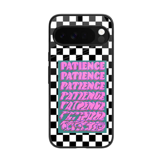Patience Checkered back phone cover | glass case for google pixel 10 pro xl