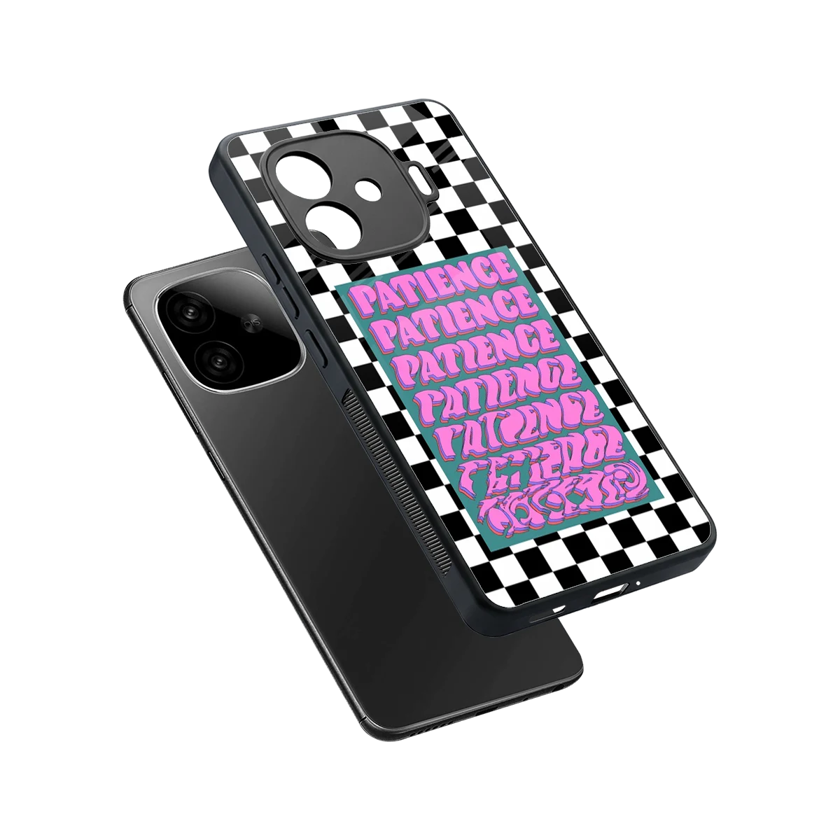 Patience Checkered sleek iqoo neo 10r 5g cover with tempered glass back and TPU edges