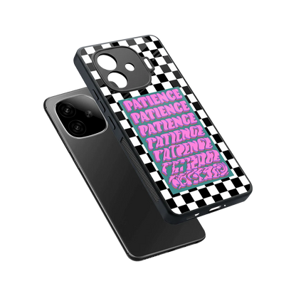 Patience Checkered sleek iqoo neo 10r 5g cover with tempered glass back and TPU edges