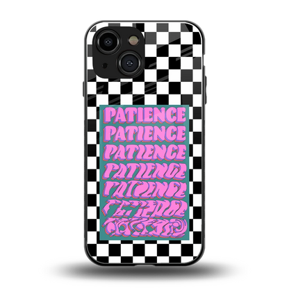Patience Checkered back phone cover | glass case for iphone 13 mini