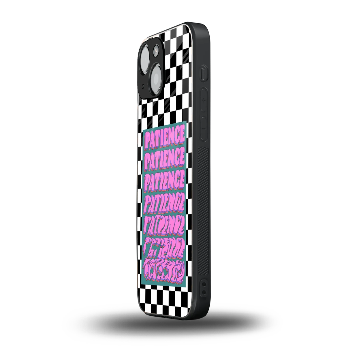 Patience Checkered iphone 13 mini mobile cover | shockproof glass phone case