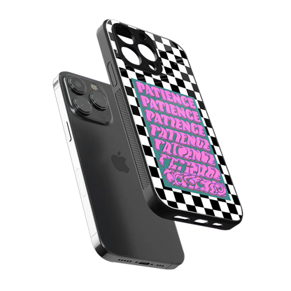 Patience Checkered sleek iphone 14 pro max cover with tempered glass back and TPU edges