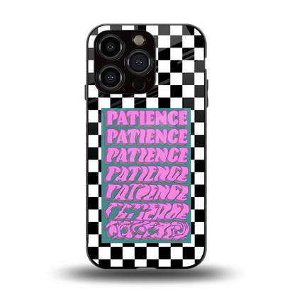 Patience Checkered back phone cover | glass case for iphone 13 pro