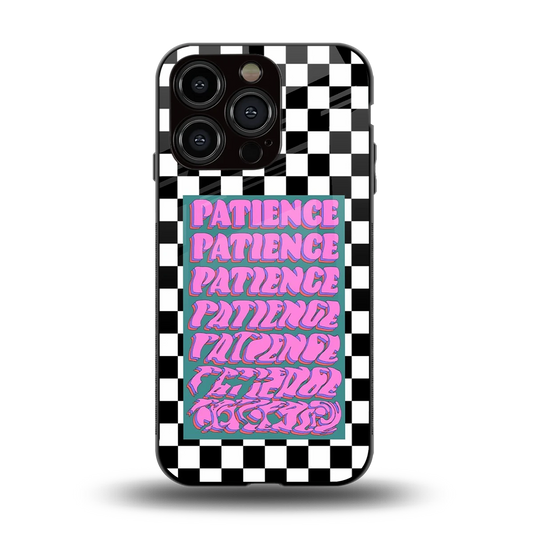 Patience Checkered back phone cover | glass case for iphone 13 pro