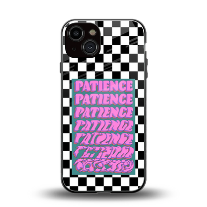 Patience Checkered back phone cover | glass case for iphone 14