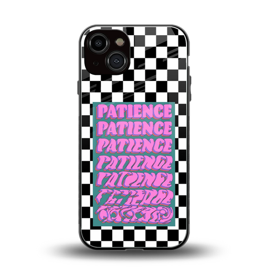 Patience Checkered back phone cover | glass case for iphone 14