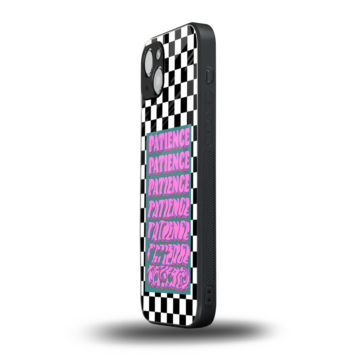 Patience Checkered iphone 13 mobile cover | shockproof glass phone case