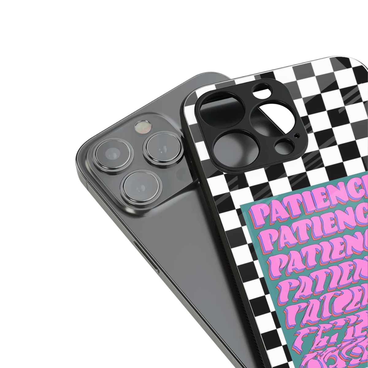 Patience Checkered Phone Case for Iphone 16 | Glass Case
