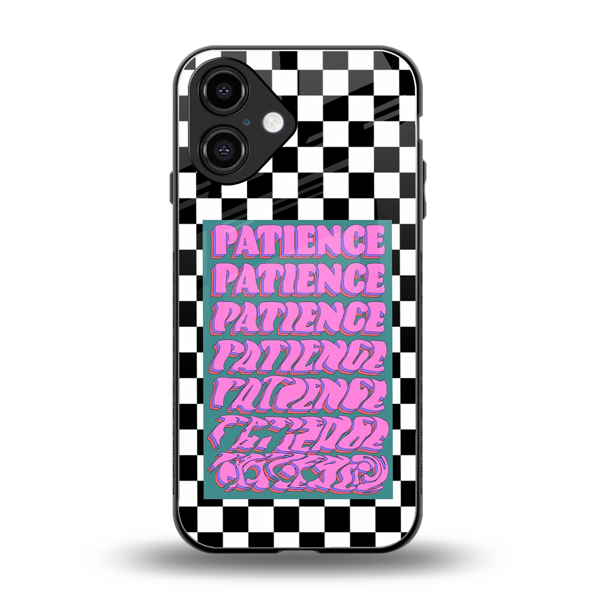 Patience Checkered Phone Case for Iphone 16 | Glass Case