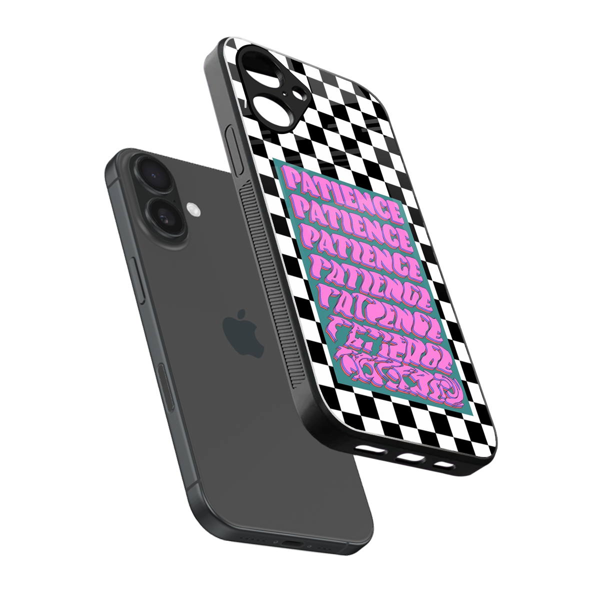 Patience Checkered Phone Case for Iphone 16 | Glass Case