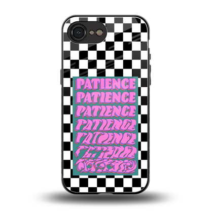 Patience Checkered back phone cover | glass case for iphone 16e