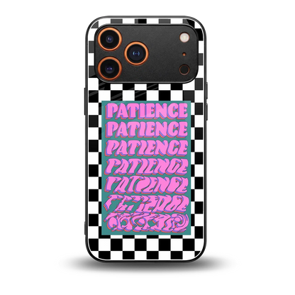 Patience Checkered back phone cover | glass case for iphone 17 pro max