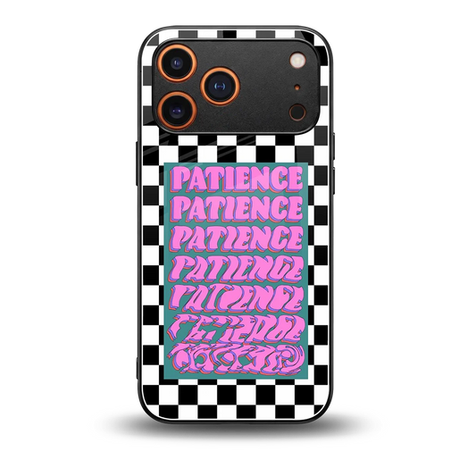 Patience Checkered back phone cover | glass case for iphone 17 pro max