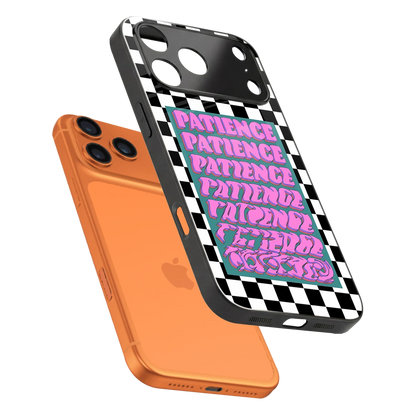 Patience Checkered sleek iphone 17 pro cover with tempered glass back and TPU edges