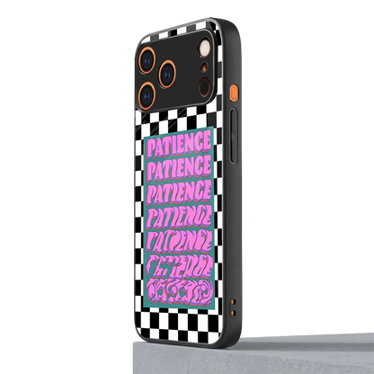 Patience Checkered iphone 17 pro max mobile cover | shockproof glass phone case