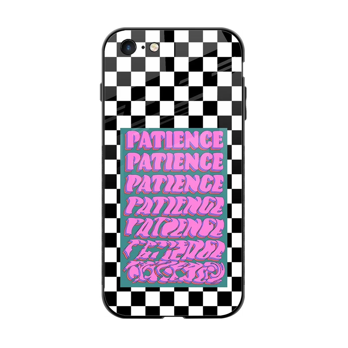 Patience Checkered back phone cover | glass case for iphone 6s plus