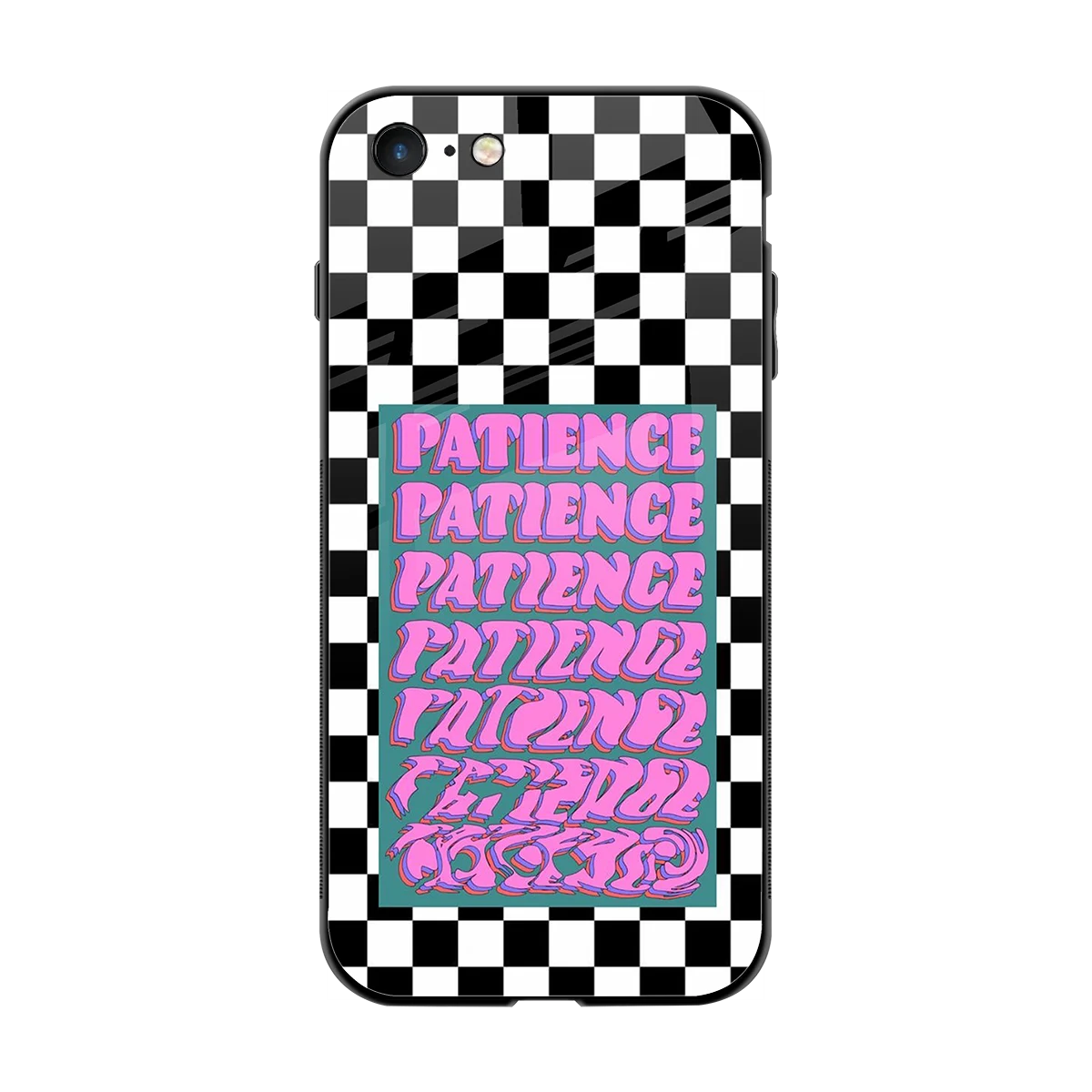 Patience Checkered back phone cover | glass case for iphone 7