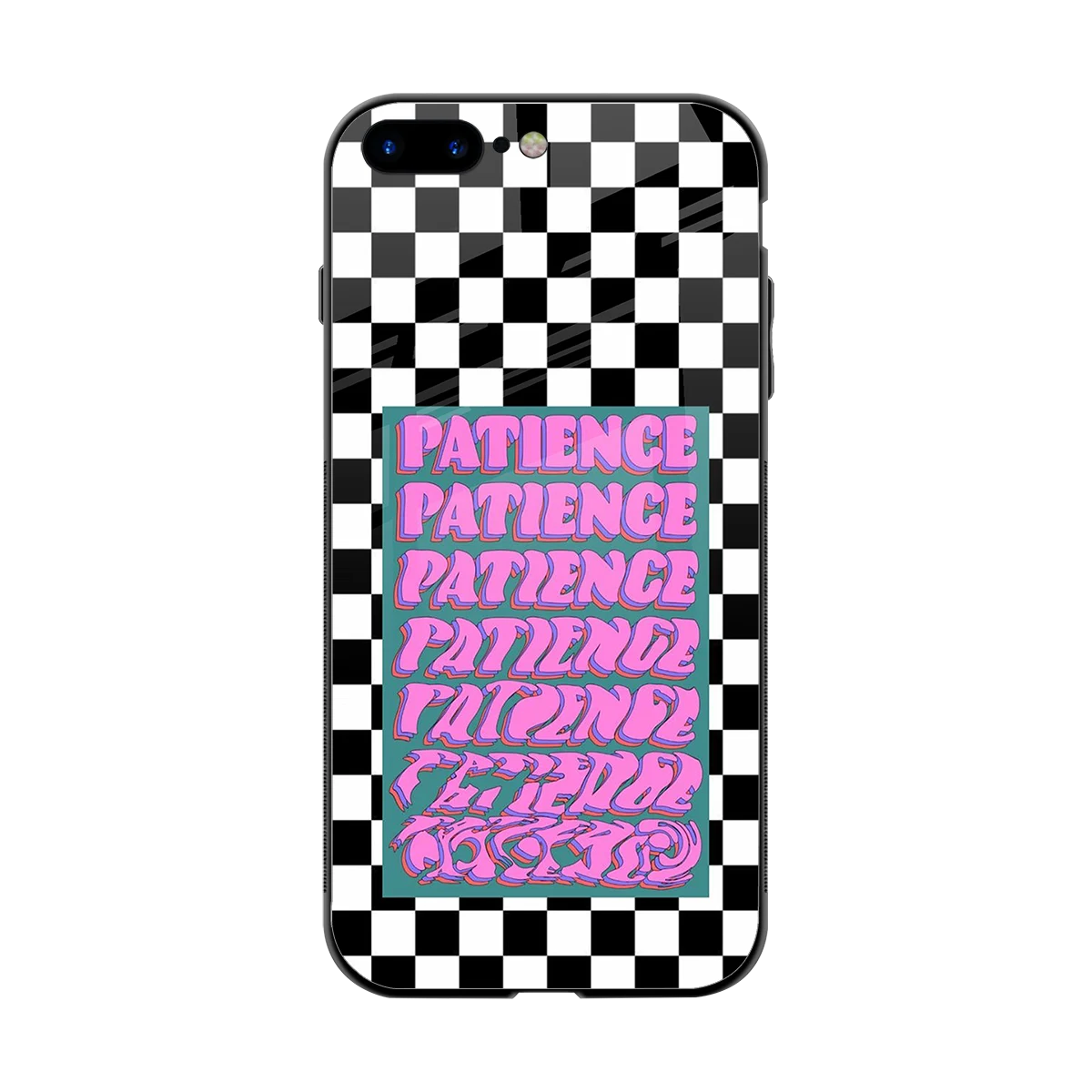 Patience Checkered back phone cover | glass case for iphone 8 plus