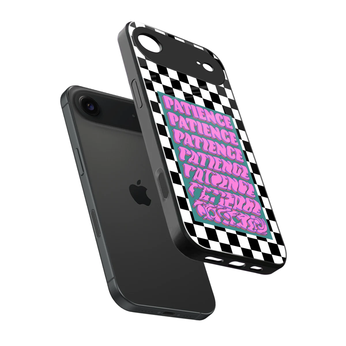 Patience Checkered sleek iphone air cover with tempered glass back and TPU edges
