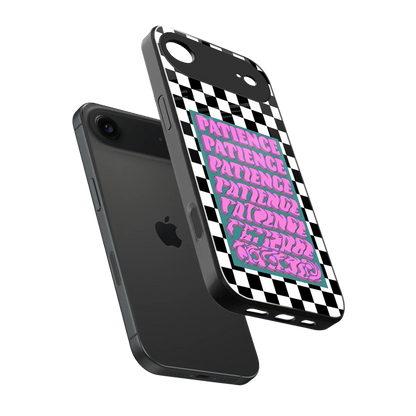 Patience Checkered sleek iphone air cover with tempered glass back and TPU edges