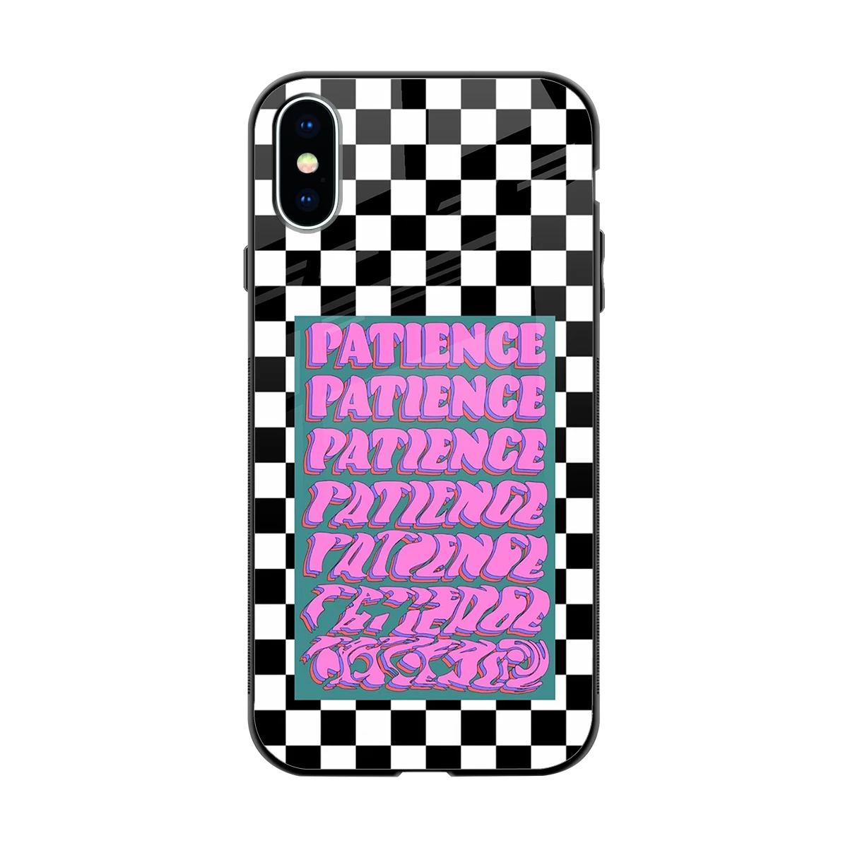Patience Checkered back phone cover | glass case for iphone xs