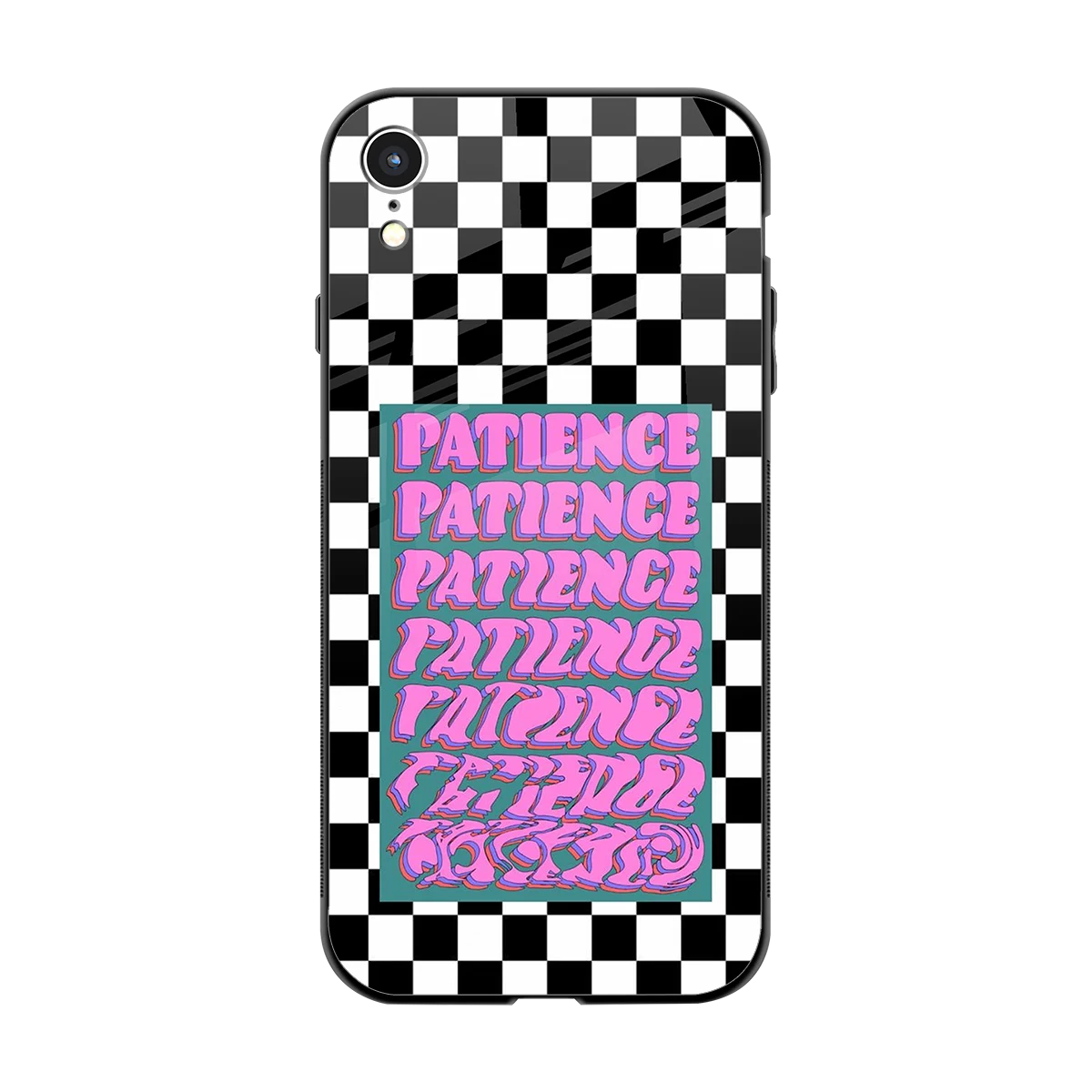 Patience Checkered back phone cover | glass case for iphone xr