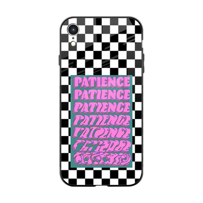 Patience Checkered back phone cover | glass case for iphone xr