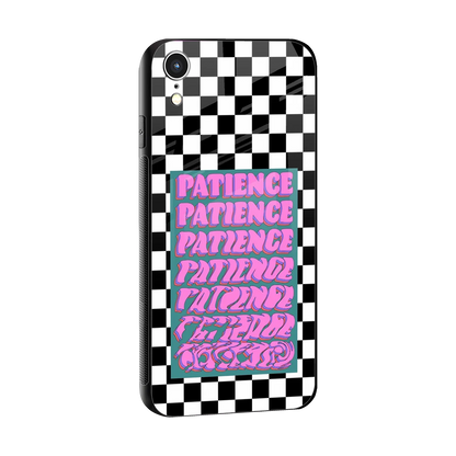 Patience Checkered sleek iphone xr cover with tempered glass back and TPU edges