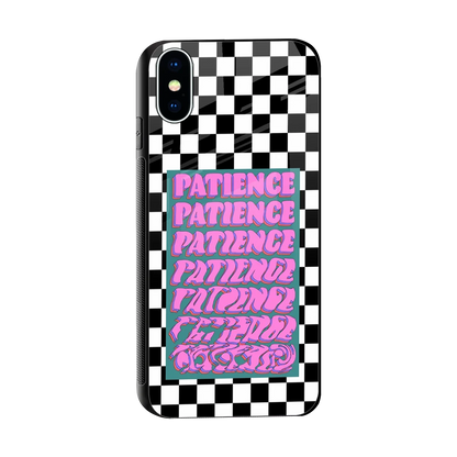 Patience Checkered sleek iphone xs cover with tempered glass back and TPU edges