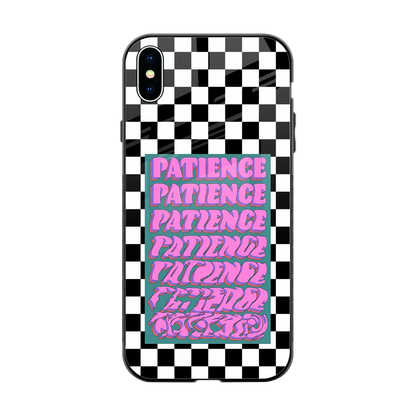 Patience Checkered back phone cover | glass case for iphone xs max