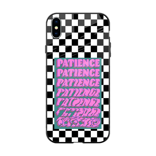 Patience Checkered back phone cover | glass case for iphone xs max