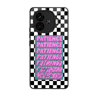 Patience Checkered back phone cover | glass case for iqoo neo 10r 5g