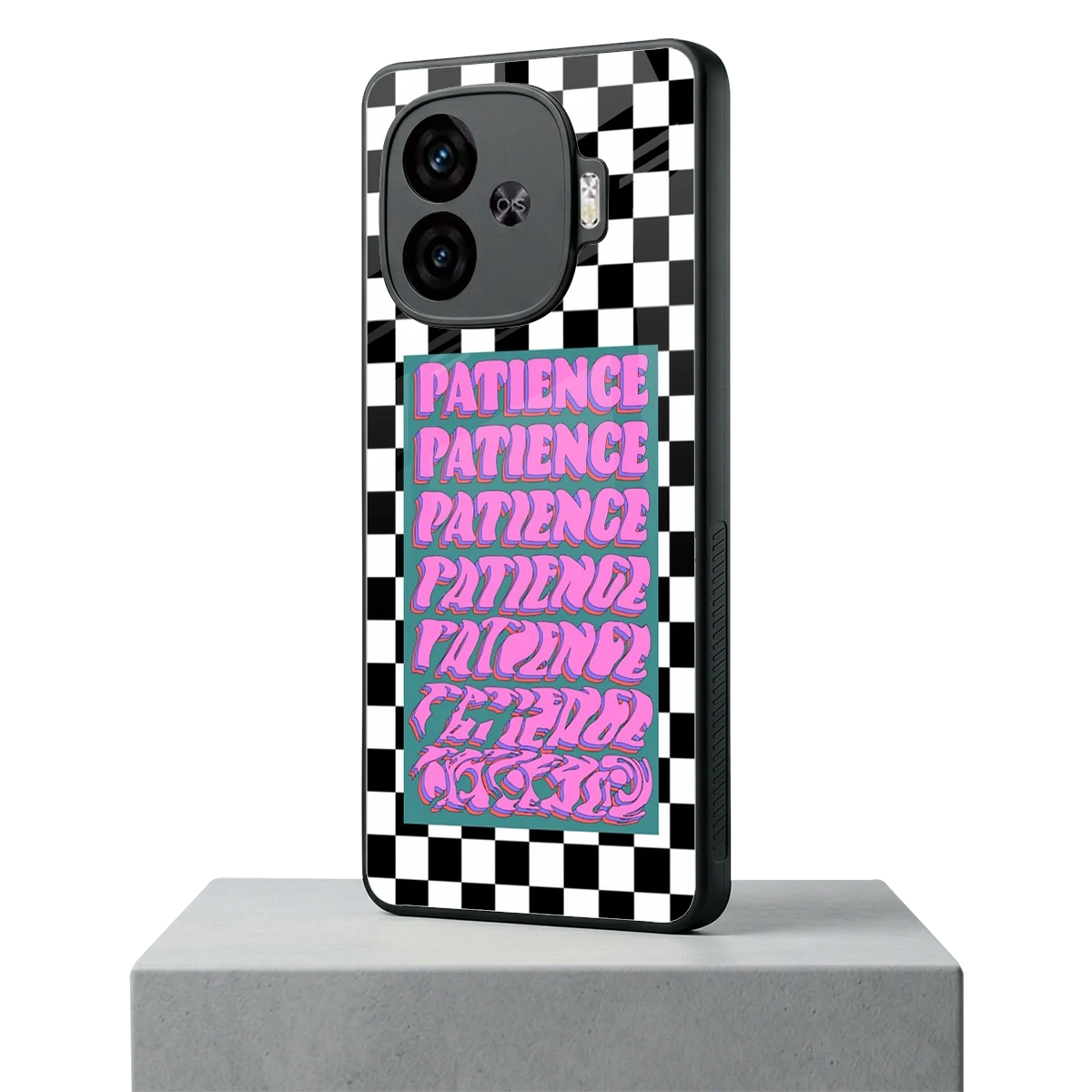 Patience Checkered iqoo neo 10r 5g mobile cover | shockproof glass phone case
