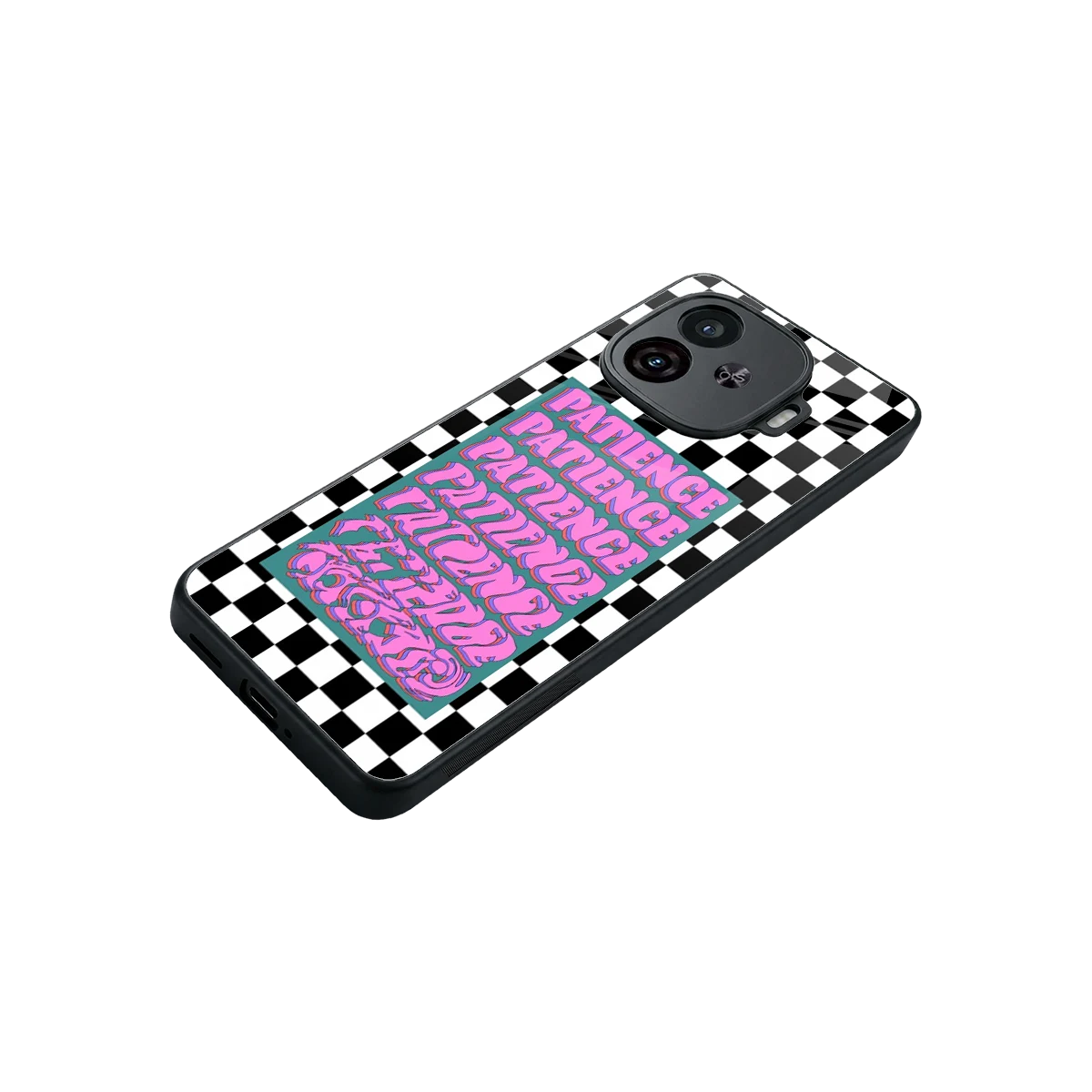 Patience Checkered stylish phone case for iqoo neo 10r 5g | glossy glass and slim fit