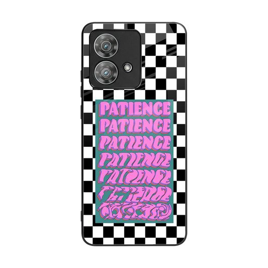 Patience Checkered back phone cover | glass case for motorola edge 40 neo 5g