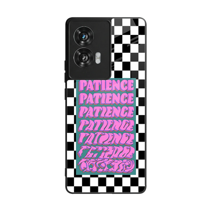 Patience Checkered back phone cover | glass case for motorola edge 50 fusion