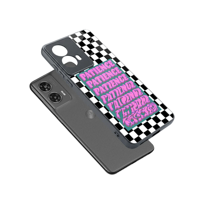 Patience Checkered sleek motorola edge 50 fusion cover with tempered glass back and TPU edges