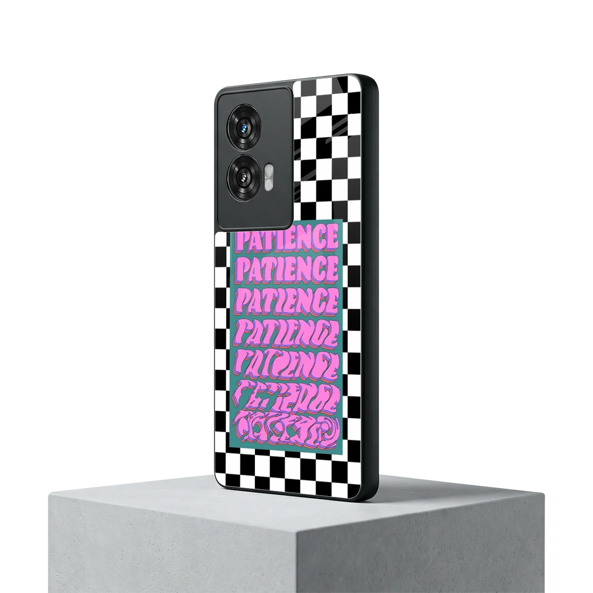 Patience Checkered motorola edge 50 fusion mobile cover | shockproof glass phone case