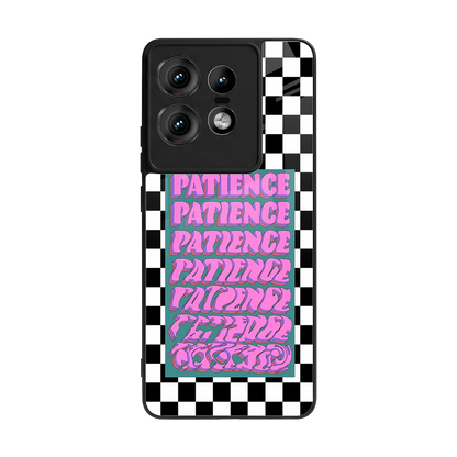 Patience Checkered back phone cover | glass case for motorola edge 50 pro