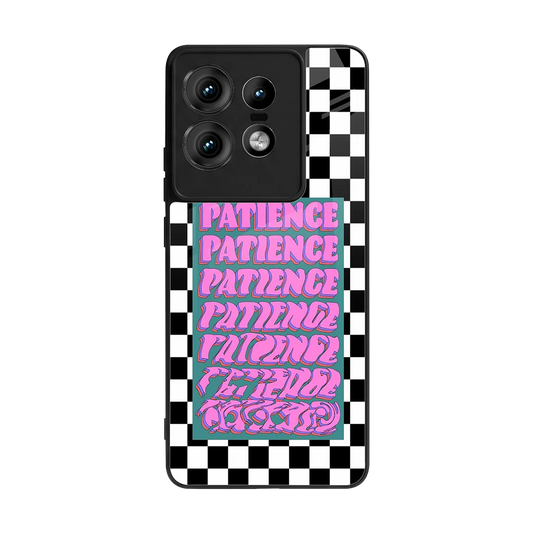 Patience Checkered back phone cover | glass case for motorola edge 50 pro