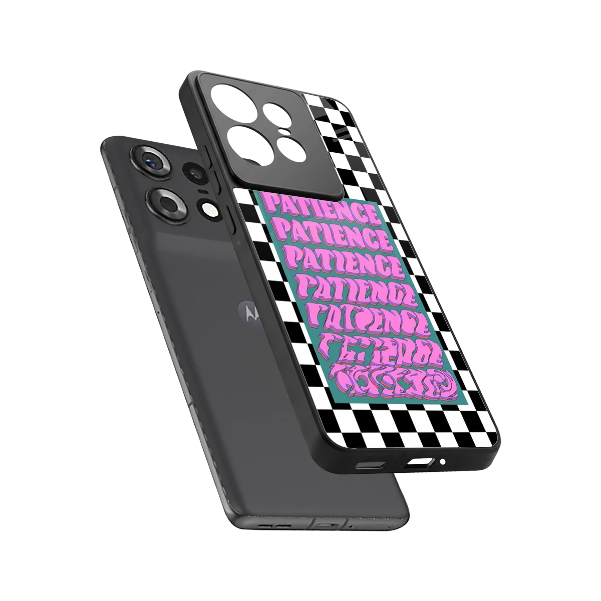 Patience Checkered sleek motorola edge 50 pro cover with tempered glass back and TPU edges