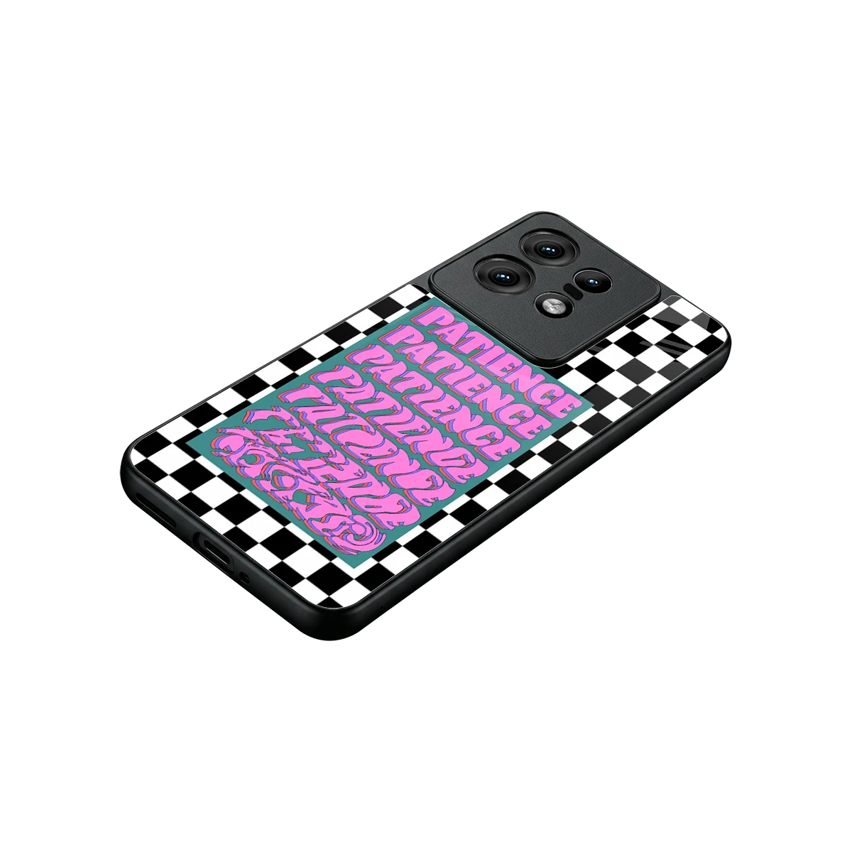 Patience Checkered stylish phone case for motorola edge 50 pro | glossy glass and slim fit