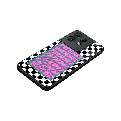 Patience Checkered stylish phone case for motorola edge 50 pro | glossy glass and slim fit