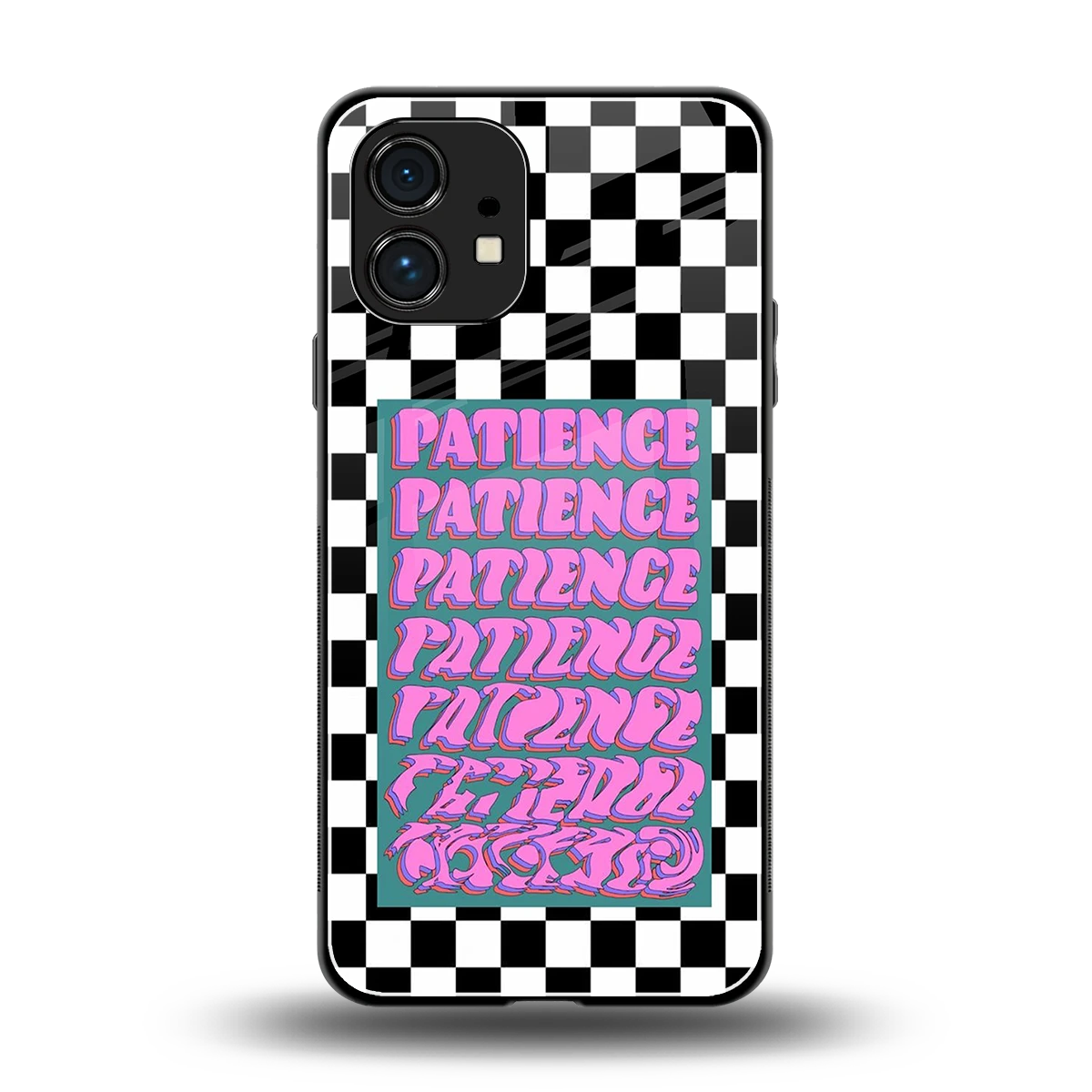Patience Checkered back phone cover | glass case for nothing phone 1
